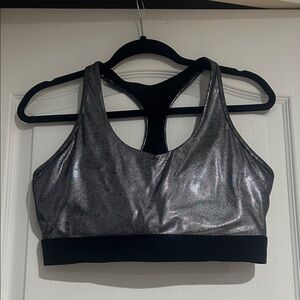 Zyia Silver Glitter and Black Sports Bra
